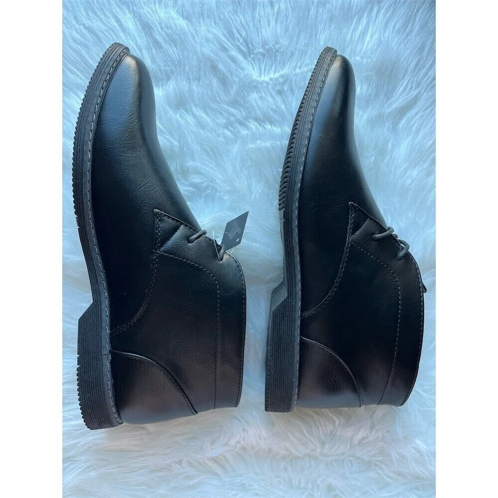 🆕London Fog Men's Chukka Boots Black Lace-Up Memory Foam Size 11M